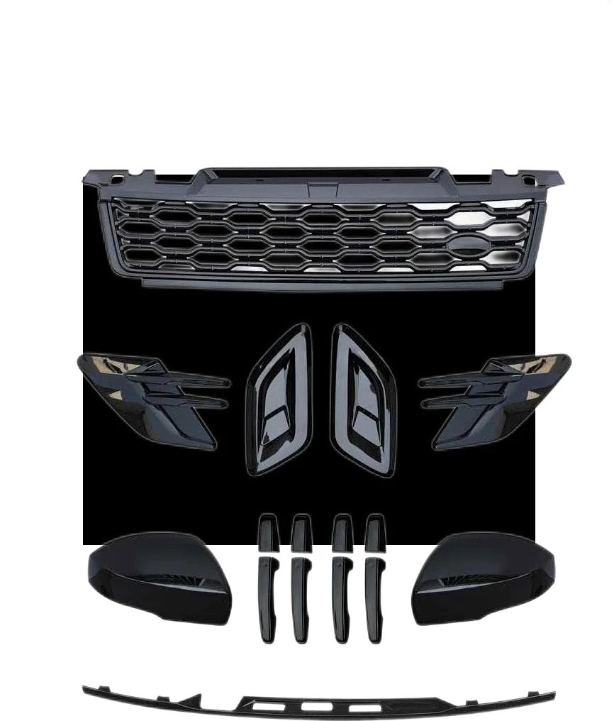 For RR Sport 2018-2022 Front Grille  Rear Moulding Strip  Side Parts Gloss Black Kit Body Kit